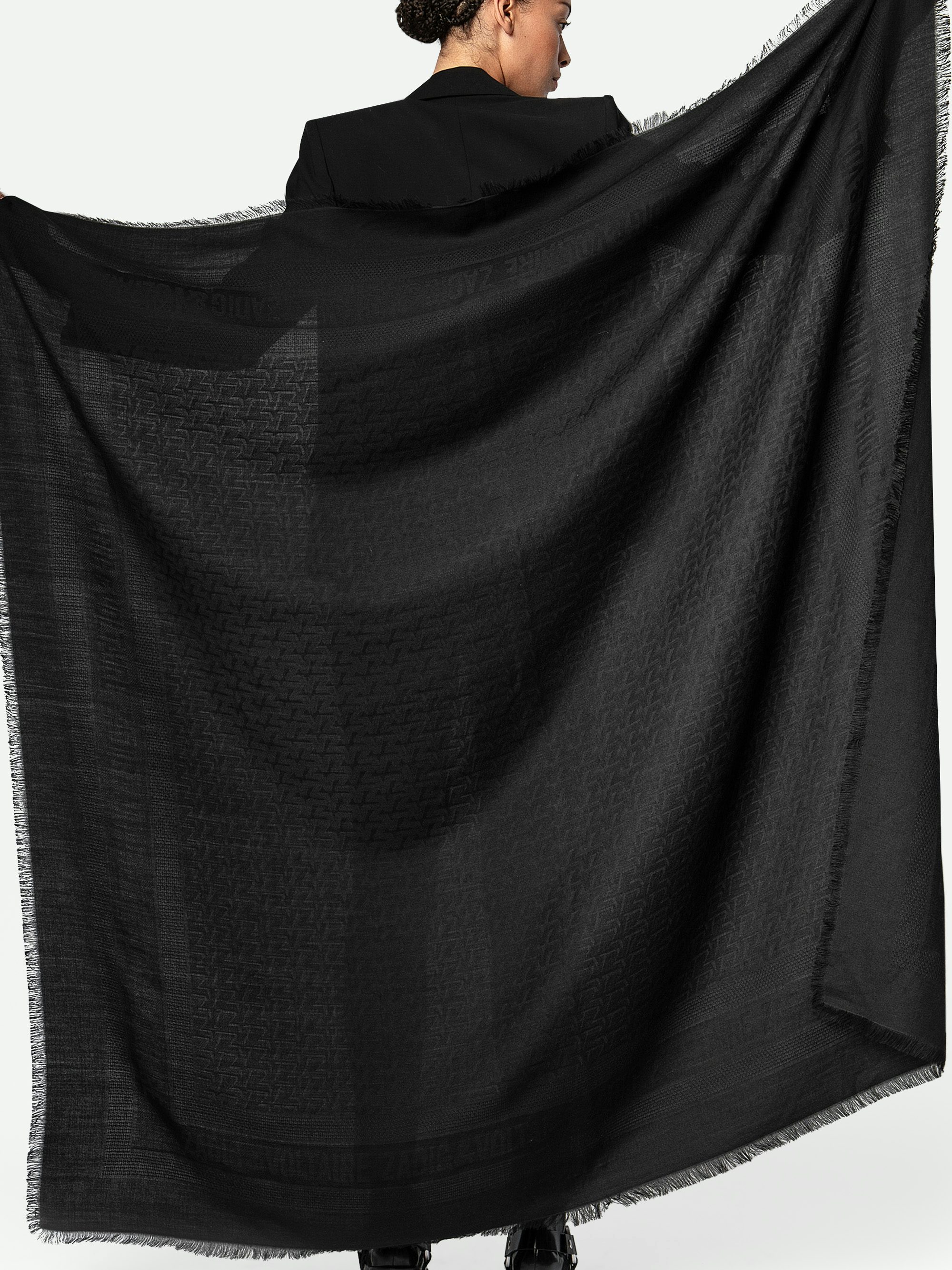 Glenn ZV Initiale Scarf 135 - Women’s large black scarf